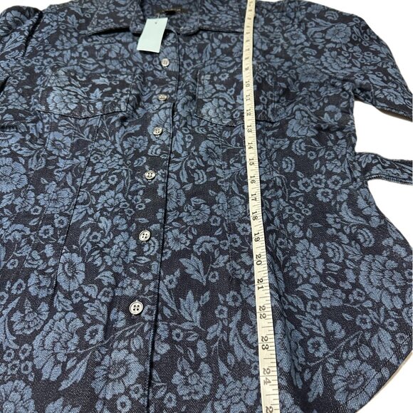 NWT - Ann Taylor Petite Denim Floral Flared Shirt – Size MP - Picture 8 of 16